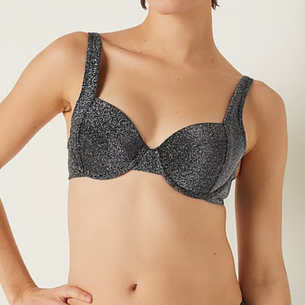Pink Victoria’s Secret bathing suit top shimmer black
